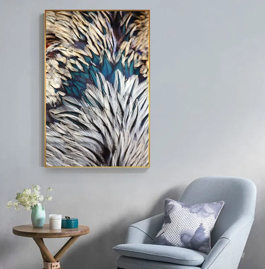 Abstract Beautiful Green Pink Feather Canvas Painting Fashion Bright Poster Print For Living Room Bedroom Entrance Unique Decor