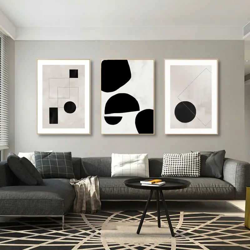 Minimalist Abstract Geometric Wall Art Fine Art Canvas Prints - Art For Contemporary Apartment Living Room Bedroom Dining Room Art For Modern Living