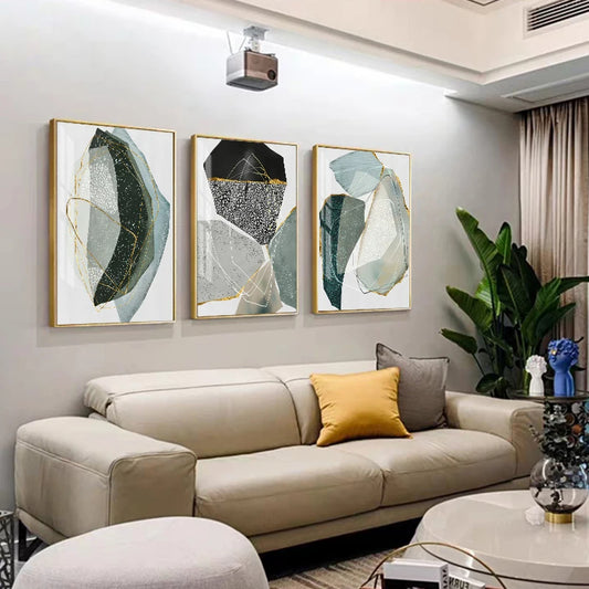 Abstract Zen Pebbles Nordic Wall Art Fine Art Canvas Prints - Pictures For Modern Apartment Living Room Dining Room Art For Contemporary Interiors