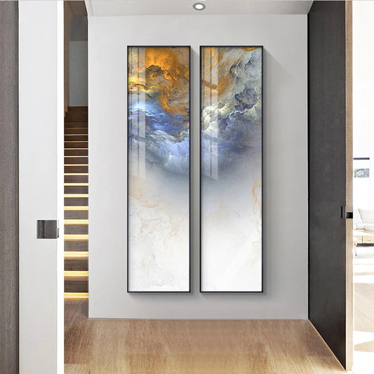Alien Clouds Abstract Wall Art Fine Art Canvas Prints - Colorful Vertical Format Artworks For Living Room Foyer Entranceway Art For Contemporary Home Office Interiors