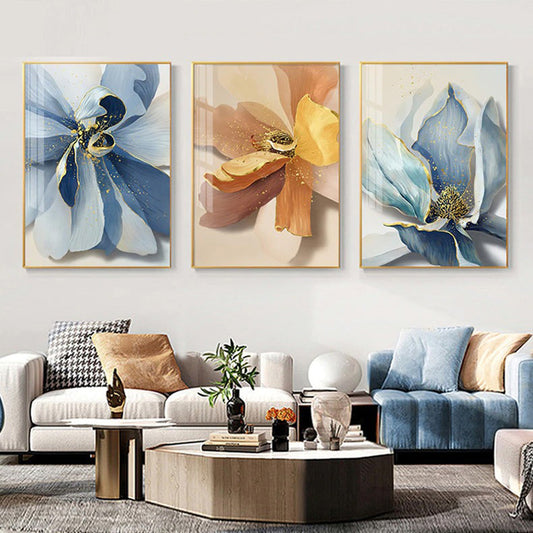 Big Floral Abstract Wall Art Fine Art Canvas Prints - Modern Botanical Artwork For Foyer Living Room Office Art For Contemporary Interiors