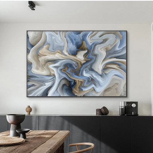 Blue Grey Alien Cloud Wall Art Fine Art Canvas Prints - Modern Art For Living Room, Bedroom, Art Contemporary Interiors