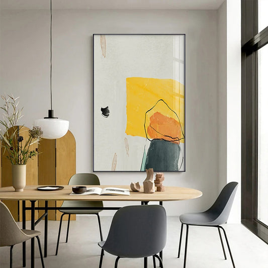 Bright Colorful Minimalist Abstract Wall Art Fine Art Canvas Prints - Light Luxury Nordic Pictures For Modern Apartment Living Room Bedroom Contemporary Home or Office Decor