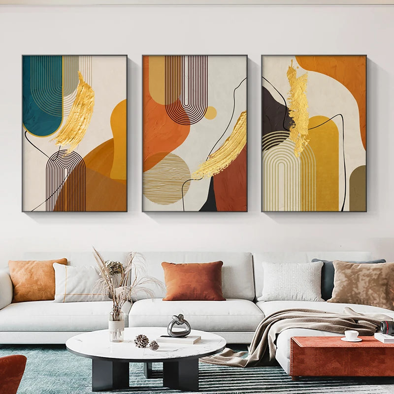 Colorful Abstract Nordic Wall Art Fine Art Canvas Prints - Pictures For Modern Apartment Living Room Dining Room Art For Contemporary Home Office Interiors