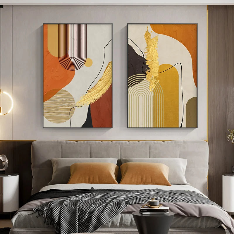 Colorful Abstract Nordic Wall Art Fine Art Canvas Prints - Pictures For Modern Apartment Living Room Dining Room Art For Contemporary Home Office Interiors