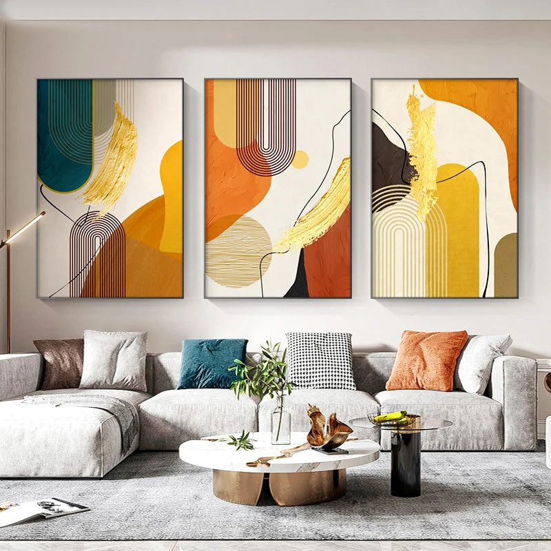 Colorful Abstract Nordic Wall Art Fine Art Canvas Prints - Pictures For Modern Apartment Living Room Dining Room Art For Contemporary Home Office Interiors