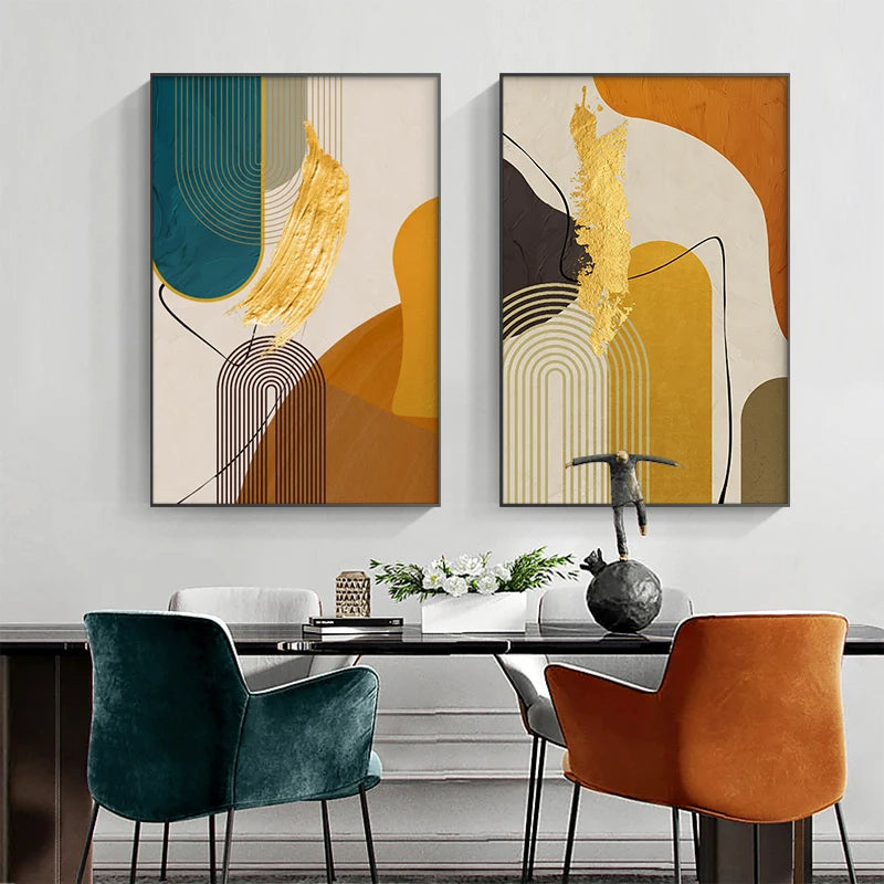 Colorful Abstract Nordic Wall Art Fine Art Canvas Prints - Pictures For Modern Apartment Living Room Dining Room Art For Contemporary Home Office Interiors