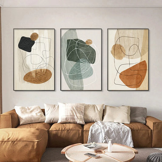 Contemporary Abstract Nordic Color Block Wall Art Fine Art Canvas Prints - Modern Art For Living Room Bedroom Dining Art For Modern Apartment Home Decor