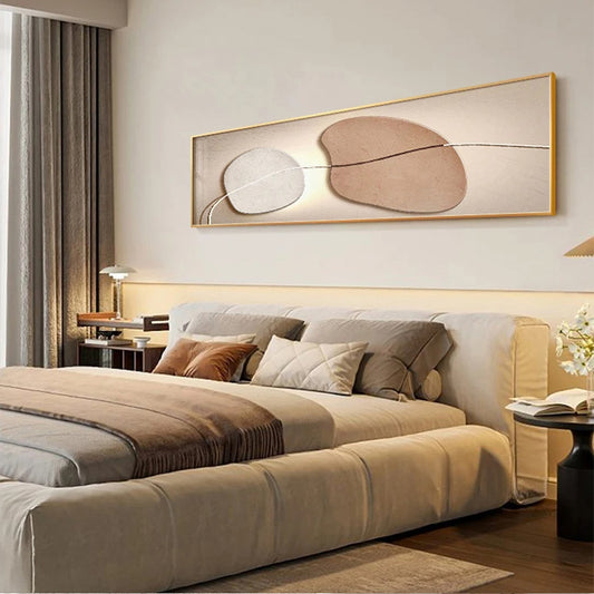 Contemporary Abstract Zen Pebbles Wall Art Fine Art Canvas Prints - Neutral Color Wide Format Pictures For Bedroom Above The Bed Art For Above The Sofa