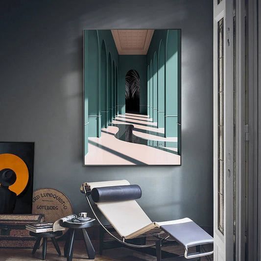 Geometric Abstract Architectural Wall Art Fine Art Canvas Prints - Art For Modern Apartment Living Room Dining Room Colorful Art For Office Meeting Room Decor