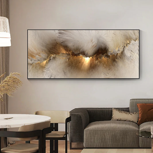 Alien Cloud Abstract Wide Format Wall Art Fine Art Canvas Print - Modern Neutral Colors Living Room Picture For Above The Sofa Bedroom Art For Above The Bed