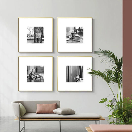 Modern Black White Urban Still Life Landscape Wall Art Fine Art Canvas Prints - Square Format Gallery Wall Art or Living Room Dining Room Home Office Art Decor