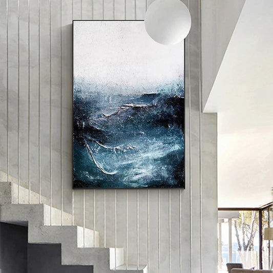 Stormy Ocean Seascape Wall Art Fine Art Canvas Prints - Minimalist Abstract Wall Decor For Living Room Dining Room Modern Art For Contemporary Interiors