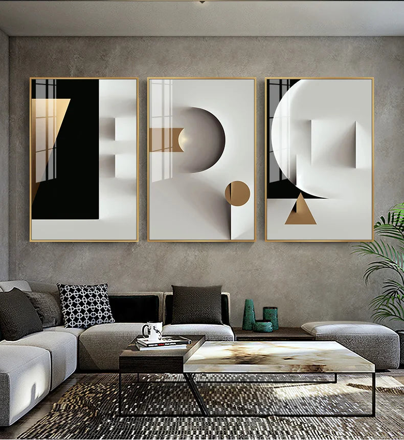 Minimalist Modern Aesthetics Abstract Geometric Wall Art Fine Art Canvas Prints - Pictures For Modern Apartment Living Room Dining Room Contemporary Bedroom Decor