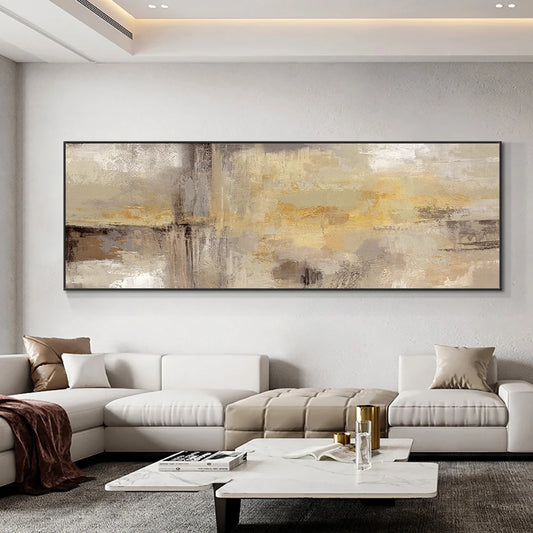 Neutral Color Scheme Contemporary Abstract Wall Art Fine Art Canvas Prints - Wide Format Living Room Pictures For Above The Sofa Art For Above The Bed