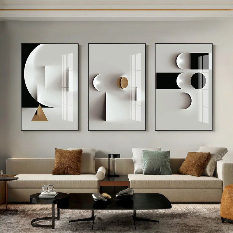 Minimalist Modern Aesthetics Abstract Geometric Wall Art Fine Art Canvas Prints - Pictures For Modern Apartment Living Room Dining Room Contemporary Bedroom Decor