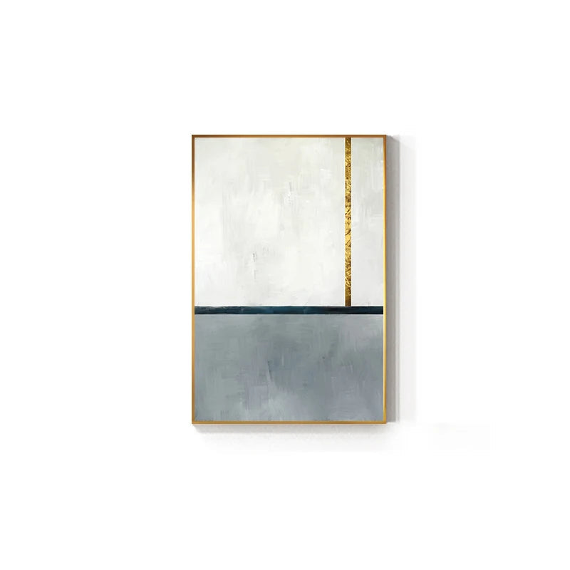 Abstract Shades of Grey Golden Color Block Wall Art Fine Art Canvas Prints - Modern Geometric Art For Living Room Dining Room Art For Contemporary Home Decor