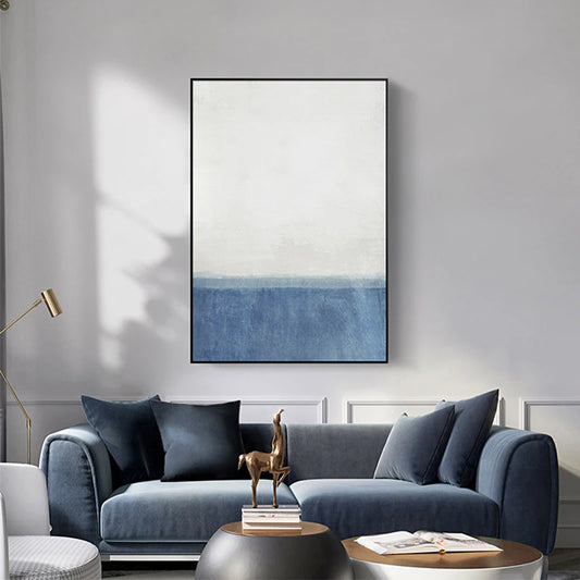 Bold Black Blue Minimalist Urban Abstract Wall Art Fine Art Canvas Prints - Modern Art For Living Room Dining Room Bedroom Art For Contemporary Interiors