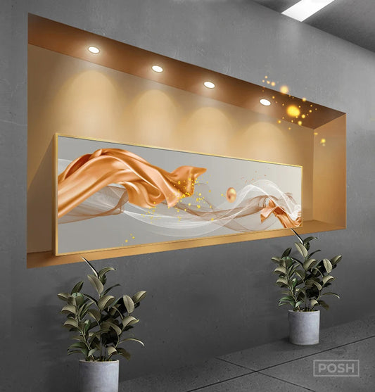 Light Luxury Abstract Flowing Ribbon Landscape Wall Art Fine Art Canvas Prints - Wide Format Art For Above The Sofa Art For Above The Bed