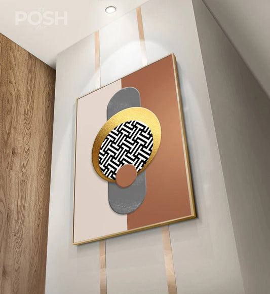 Luxury Golden Celestial Geometry Wall Art Fine Art Canvas Prints - Modern Aesthetics Artworks For Dining Room Living Room Art For Modern Apartments