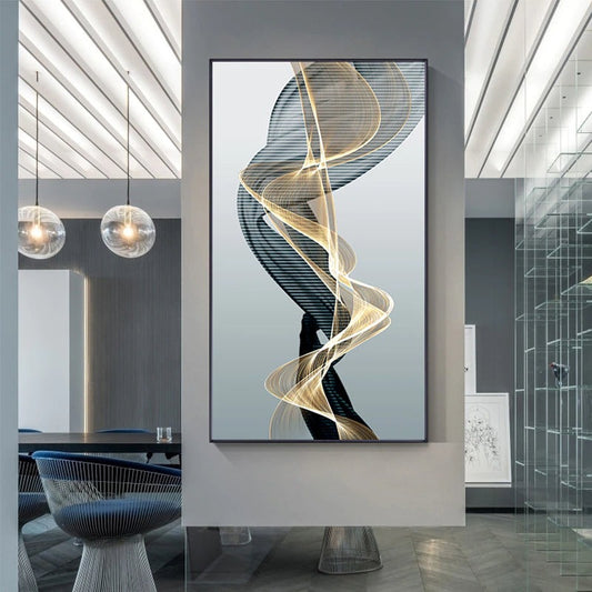 Minimalist Abstract Flowing Lines Wall Art Fine Art Canvas Prints - Modern Art For Living Room Dining Room Home Office Art Decor