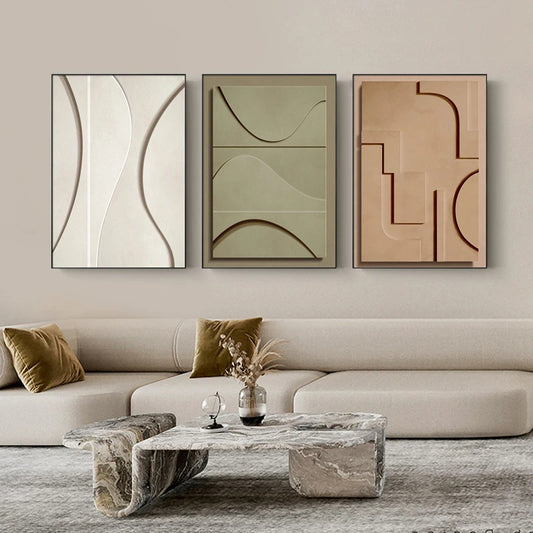 Minimalist Abstract Geometric Wall Art Fine Art Canvas Prints - Modern Art For Living Room Dining Room Bedroom Art For Contemporary Home Office Interiors