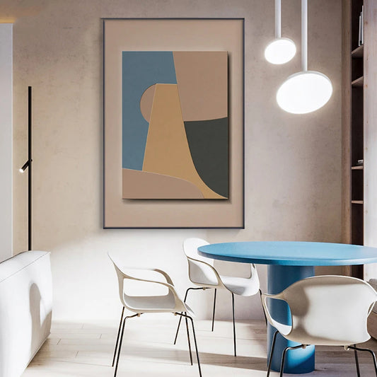 Minimalist Geometric Beige Color Block Wall Art Fine Art Canvas Prints - Modern Art For Living Room Dining Room Bedroom Art For Contemporary Interiors
