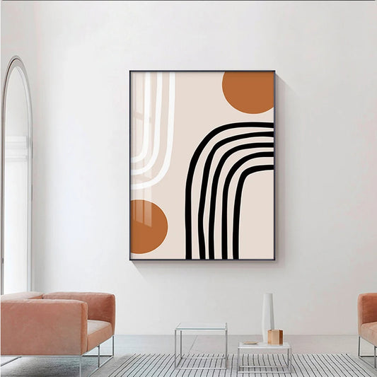Minimalist Mid Century Style Geometric Wall Art Fine Art Canvas Prints - Abstract Art For Dining Room Living Room Art For Modern Home and Office Interiors