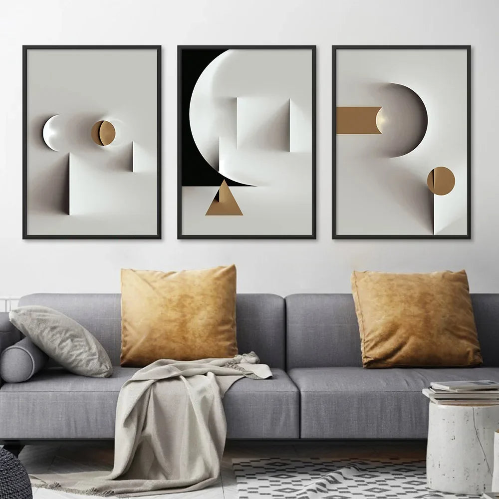 Minimalist Modern Aesthetics Abstract Geometric Wall Art Fine Art Canvas Prints - Pictures For Modern Apartment Living Room Dining Room Contemporary Bedroom Decor