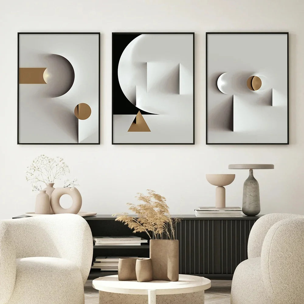 Minimalist Modern Aesthetics Abstract Geometric Wall Art Fine Art Canvas Prints - Pictures For Modern Apartment Living Room Dining Room Contemporary Bedroom Decor
