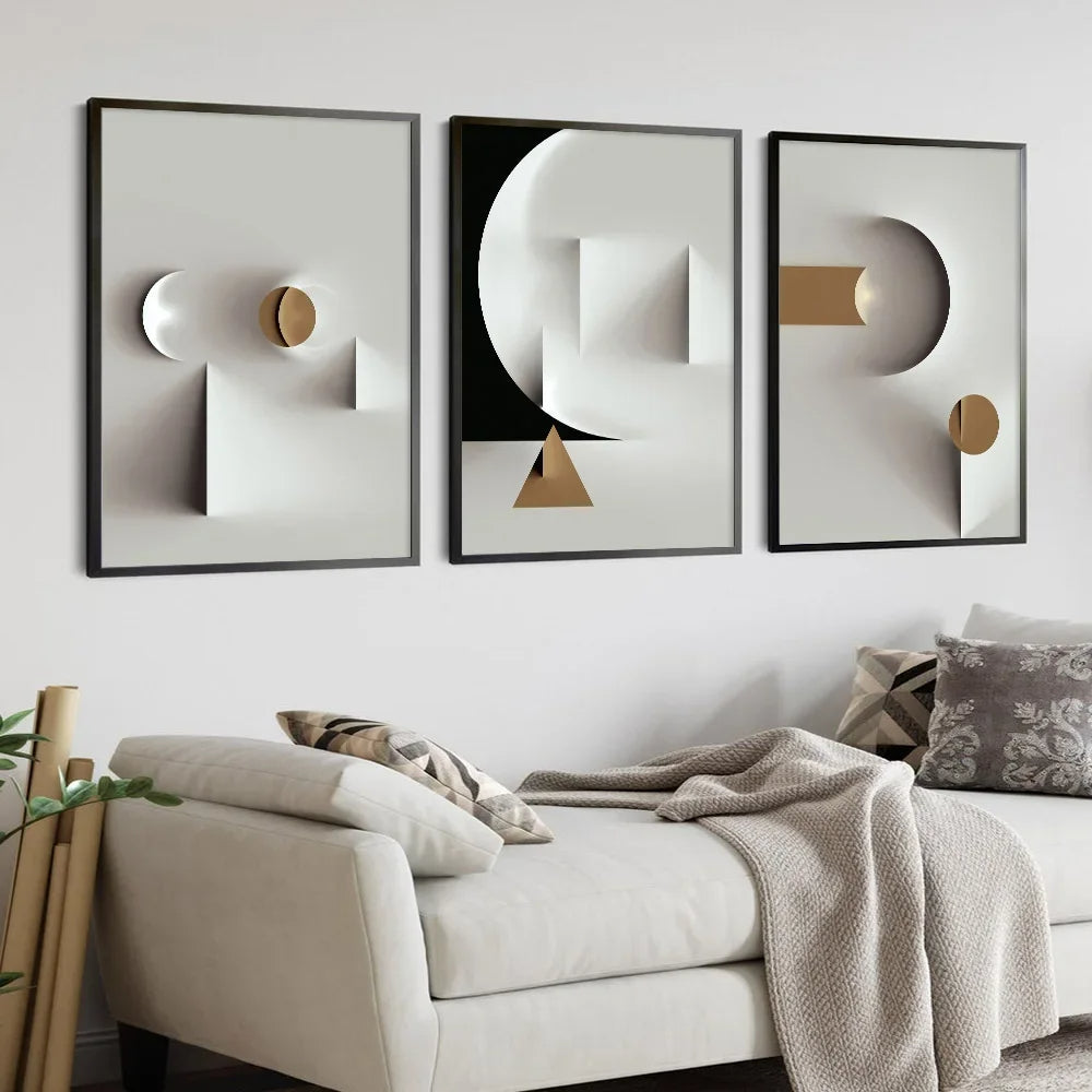 Minimalist Modern Aesthetics Abstract Geometric Wall Art Fine Art Canvas Prints - Pictures For Modern Apartment Living Room Dining Room Contemporary Bedroom Decor