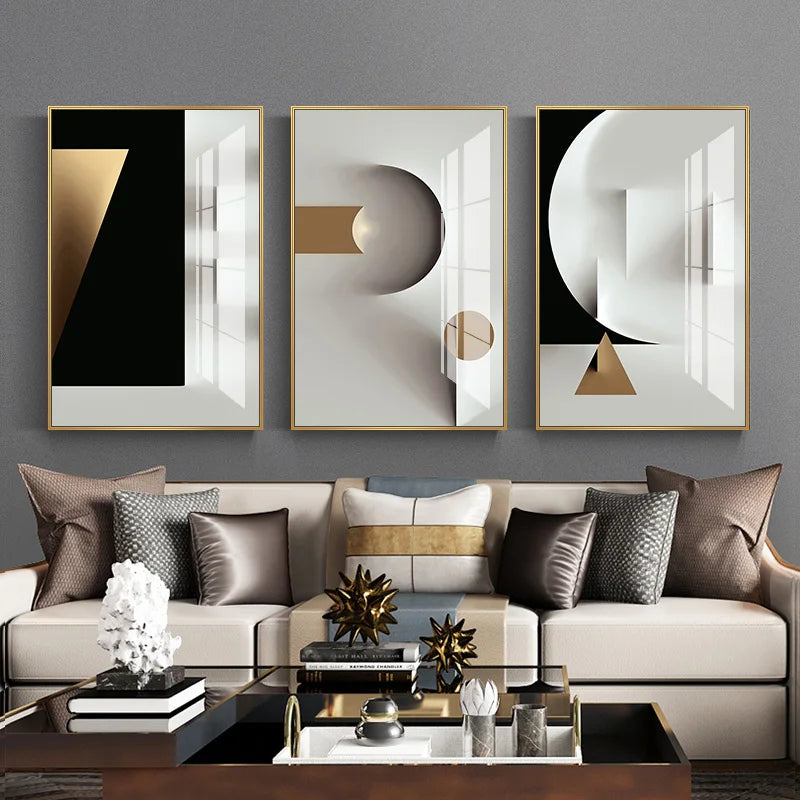 Minimalist Modern Aesthetics Abstract Geometric Wall Art Fine Art Canvas Prints - Pictures For Modern Apartment Living Room Dining Room Contemporary Bedroom Decor