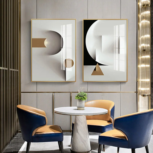 Minimalist Modern Aesthetics Abstract Geometric Wall Art Fine Art Canvas Prints - Pictures For Modern Apartment Living Room Dining Room Contemporary Bedroom Decor