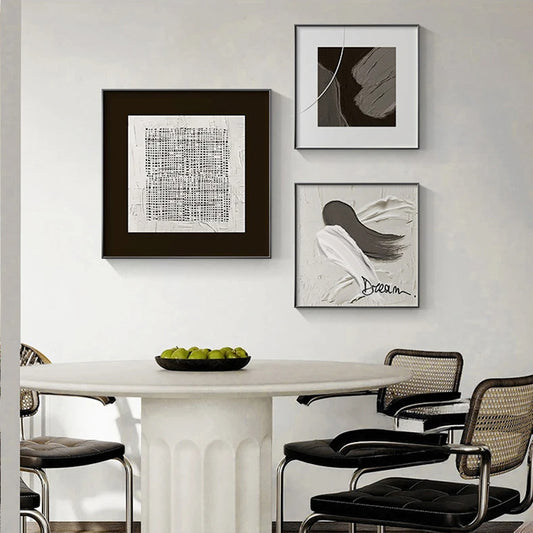 Nordic Abstract Minimalist Shades Of Beige Grey Wall Art Fine Art Canvas Prints - Square Format Pictures For Living Room Dining Room Office Meeting Room Decor