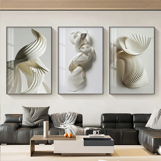 Modern Abstract Flowing Black White Wall Art Fine Art Canvas Prints - Contemporary Art For Modern Loft Apartment Living Room Dining Room Art For Home Office Interiors