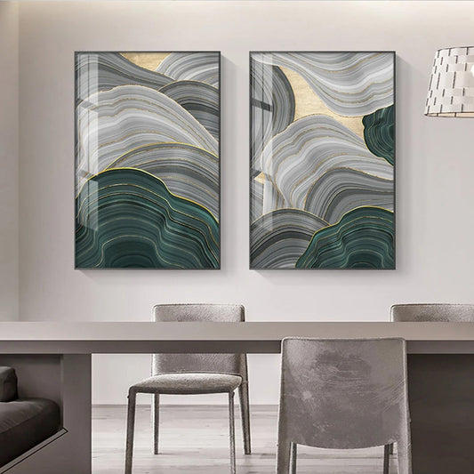 Modern Abstract Flowing Landscape Wall Art Fine Art Canvas Prints - Art For Modern Apartment Living Room Dining Room Foyer Art For Contemporary Home Decor