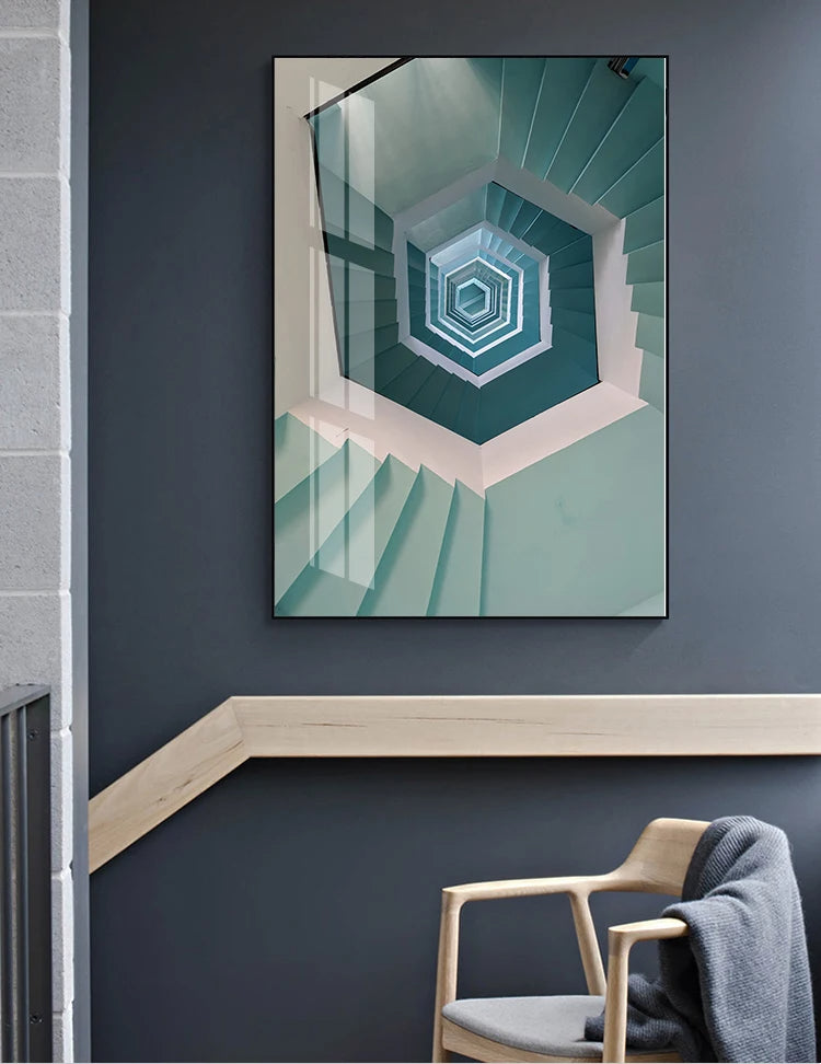 Modern Abstract Geometric Architectural Interiors Concept Wall Art Fine Art Canvas Prints - Modern Art For Office Foyer Meeting Room Art For Contemporary Interiors