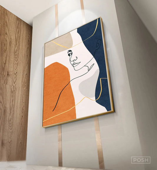 Modern Abstract Line Art Figure Art Fine Art Canvas Prints - Boutique Fashion Art For Living Room Bedroom Contemporary Salon Art Decor