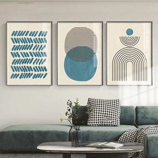 Modern Abstract Minimalist Geometric Wall Art Fine Art Canvas Prints - Pictures For Living Room Dining Room Bedroom Art For Contemporary Interiors