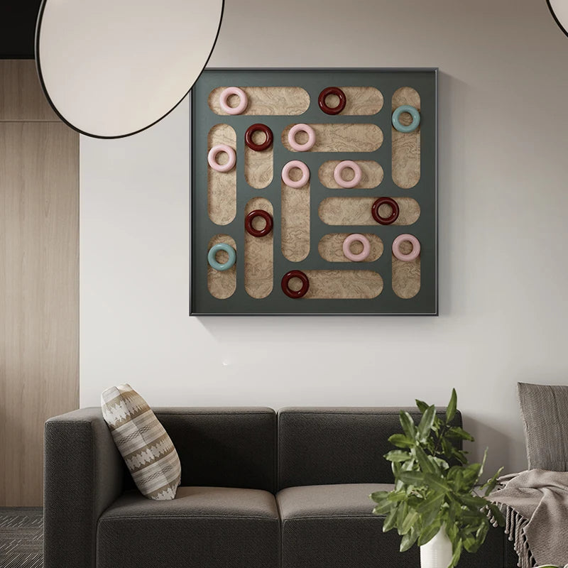 Modern Aesthetics 3d Effect Abstract Wall Art Fine Art Canvas Prints - Square Format Modern Artworks For Living Room Dining Room Home Office Meeting Room Art Decor