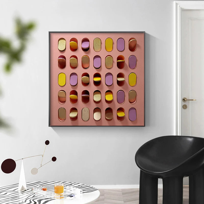 Modern Aesthetics 3d Effect Abstract Wall Art Fine Art Canvas Prints - Square Format Modern Artworks For Living Room Dining Room Home Office Meeting Room Art Decor
