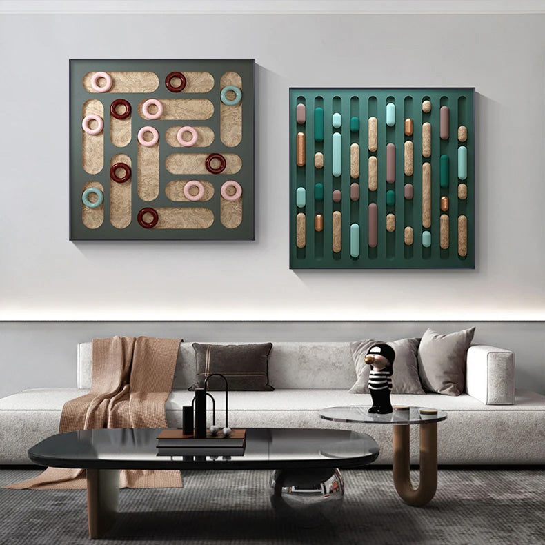 Modern Aesthetics 3d Effect Abstract Wall Art Fine Art Canvas Prints - Square Format Modern Artworks For Living Room Dining Room Home Office Meeting Room Art Decor