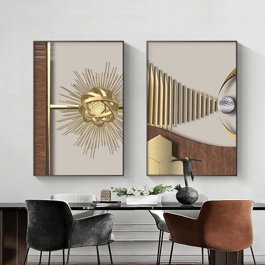 Modern Aesthetics Abstract Celestial Geometry Wall Art Fine Art Canvas Prints - Picture For Living Room Bedroom Art For Contemporary Home and Office Interior Design