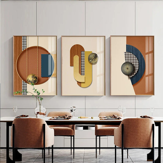 Modern Aesthetics Abstract Earth Geometry Wall Art Fine Art Canvas Prints - Modern Artworks For Living Room Dining Room Foyer Art For Modern Office Meeting Room