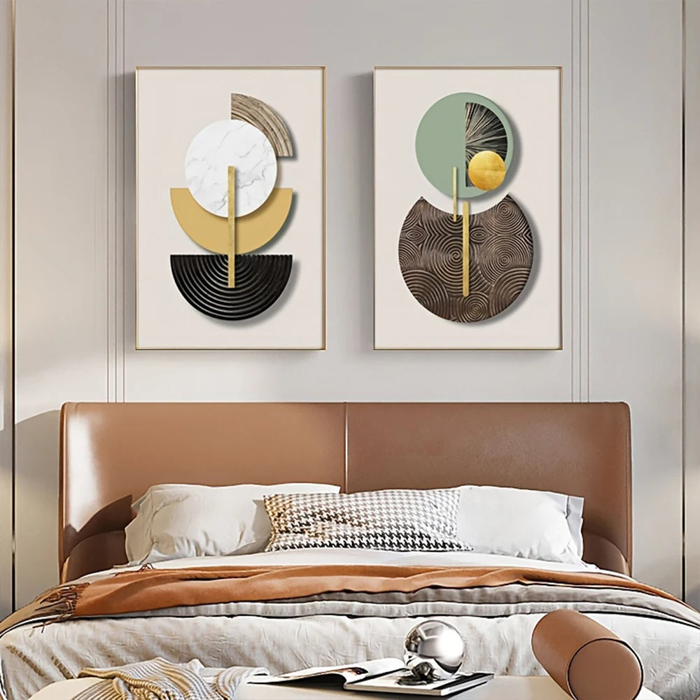 Modern Aesthetics Abstract Geometric Circles Wall Art Fine Art Canvas Prints - Modern Art For Living Room Dining Room Home Office Art For Contemporary Interiors