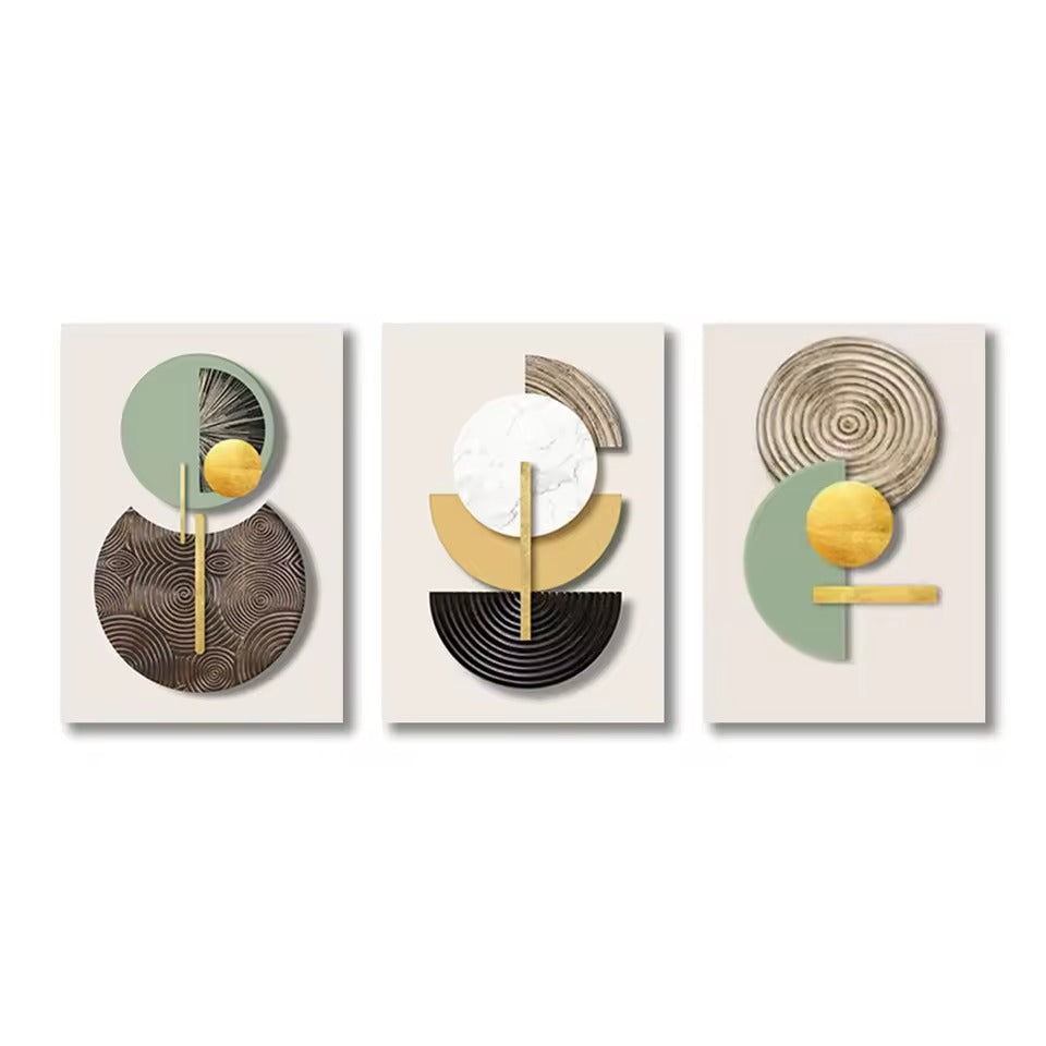 Modern Aesthetics Abstract Geometric Circles Wall Art Fine Art Canvas Prints - Modern Art For Living Room Dining Room Home Office Art For Contemporary Interiors