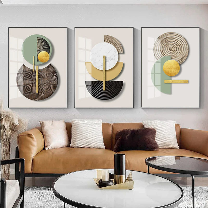 Modern Aesthetics Abstract Geometric Circles Wall Art Fine Art Canvas Prints - Modern Art For Living Room Dining Room Home Office Art For Contemporary Interiors