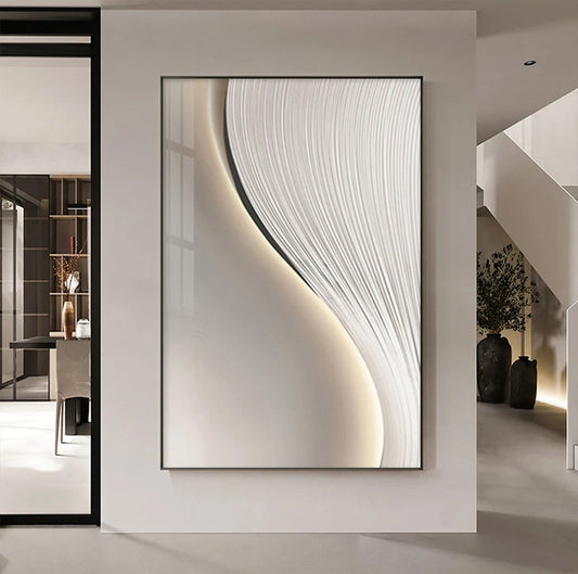 Minimalist Flowing Lines Geometric Abstract Wall Art Fine Art Canvas Prints - Modern Aesthetics Art For Living Room Foyer Dining Room Office Reception Art For Contemporary Interiors