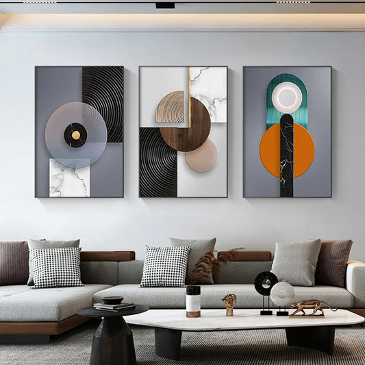 Modern Aesthetics Geometric Architectural Abstract Wall Art Fine Art Canvas Prints - Modern Art For Living Room Dining Room Art For Contemporary Home Office Interiors