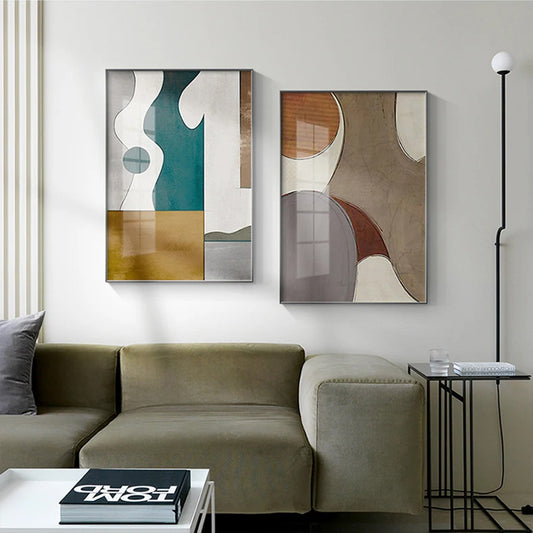 Modern Colors Geometric Abstract Wall Art Fine Art Canvas Prints - Colorful Artwork For Living Room Bedroom Dining Room Art For Contemporary Interiors